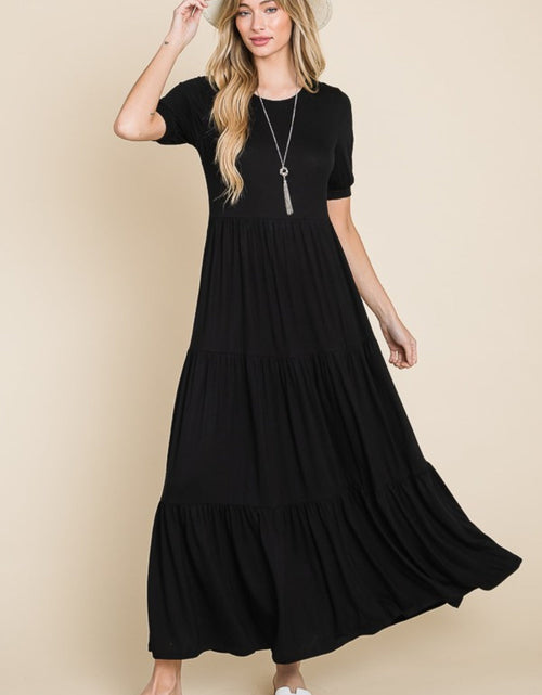 Load image into Gallery viewer, BOMBOM Short Sleeve Tiered Maxi Dress
