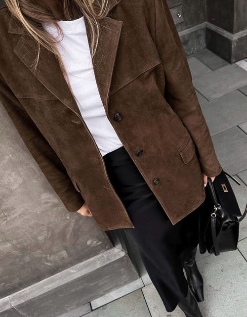 Load image into Gallery viewer, Lapel Collar Button Up Jacket
