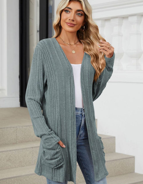 Load image into Gallery viewer, Pocketed Open Front Long Sleeve Cardigan
