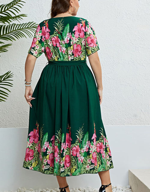 Load image into Gallery viewer, Honey Floral Tie-Waist Round Neck Dress
