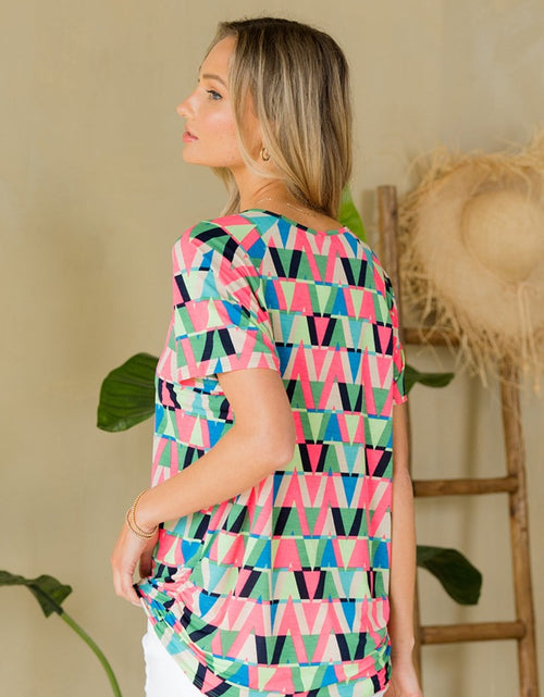 Load image into Gallery viewer, Sew In Love Full Size Geometric Round Neck Top
