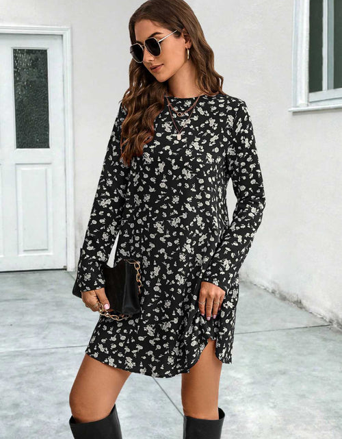 Load image into Gallery viewer, Round Neck Long Sleeve Mini Dress
