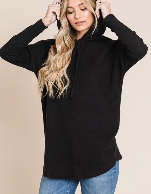 Load image into Gallery viewer, BOMBOM Contrast Drawstring Drop Shoulder Knit Hoodie
