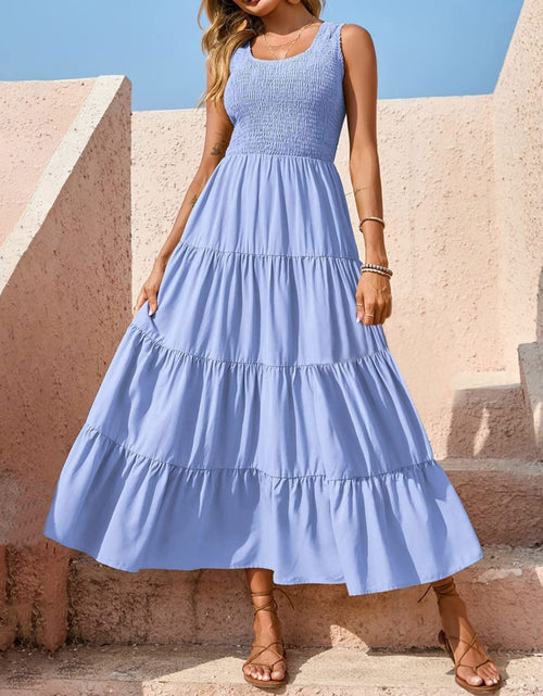 Load image into Gallery viewer, Tiered Smocked Wide Strap Dress
