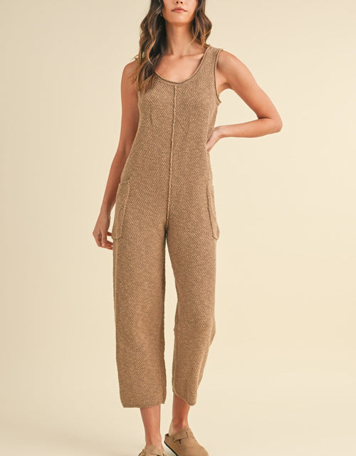 Load image into Gallery viewer, MABLE Sleeveless Knit Crop Jumpsuit with Pockets
