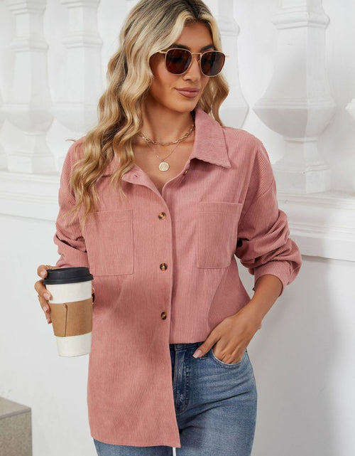 Load image into Gallery viewer, Button Up Dropped Shoulder Long Sleeve Outerwear
