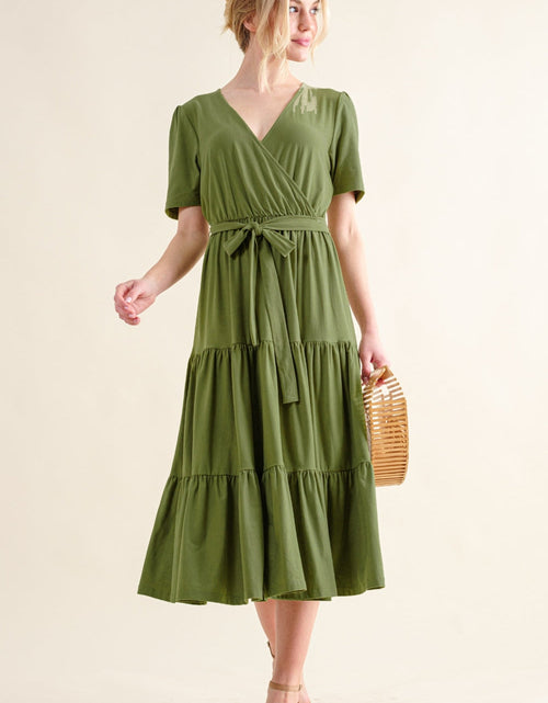 Load image into Gallery viewer, And The Why Soft Short Sleeve Tiered Midi Dress
