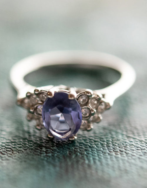 Load image into Gallery viewer, Vintage 1980's Cubic Zirconia Ring with Clear Austrian Crystals 18k Yellow Gold Electroplated by PVD Vintage Jewelry
