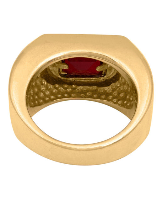 Load image into Gallery viewer, Men's Ruby or Sapphire Austrian Crystal Ring  18kt Gold Electroplated Ring by PVD Vintage Jewelry
