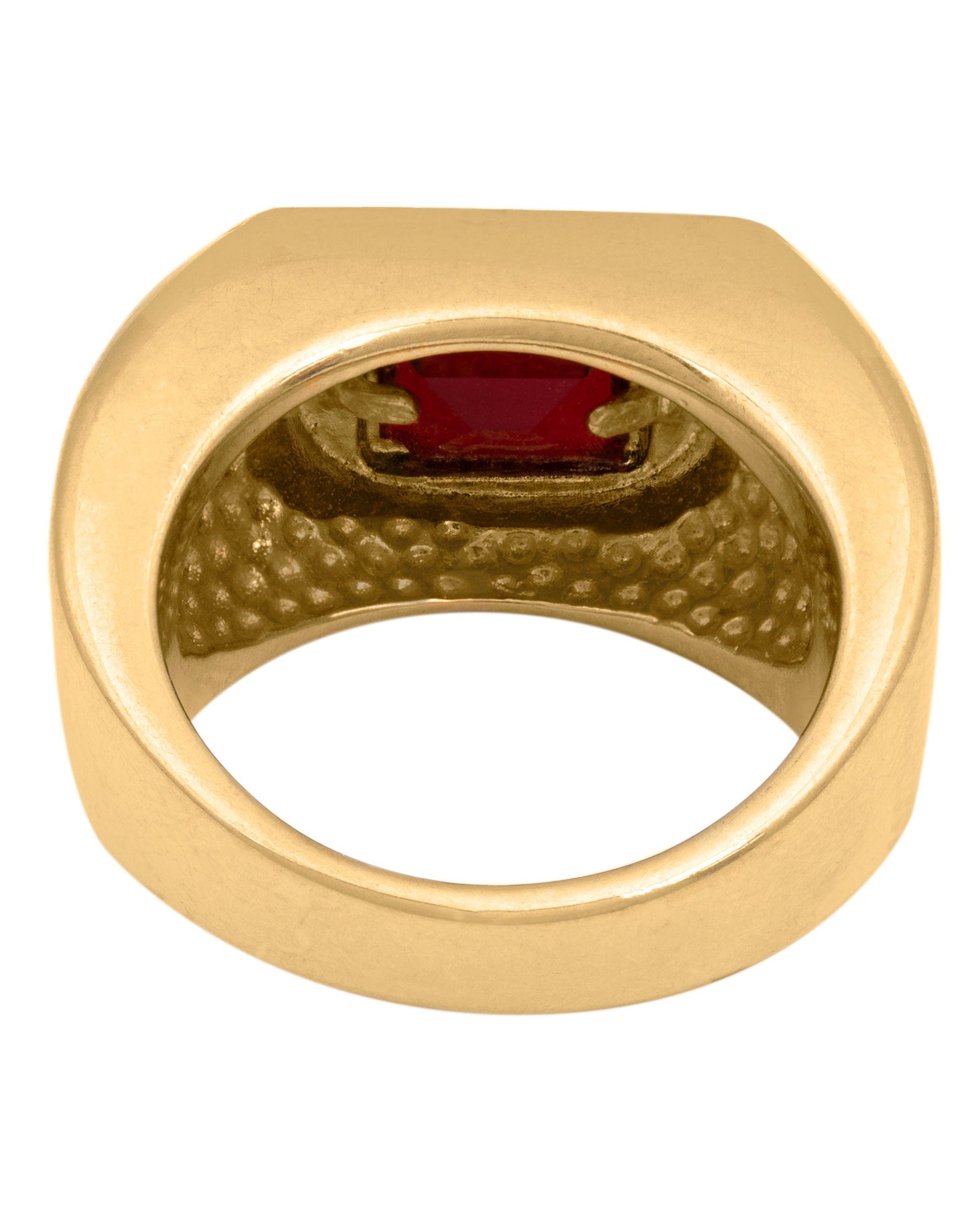 Men's Ruby or Sapphire Austrian Crystal Ring  18kt Gold Electroplated Ring by PVD Vintage Jewelry