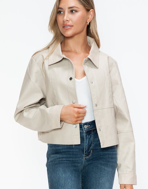 Load image into Gallery viewer, Snobbish Snap Down Long Sleeve PU Leather Jacket
