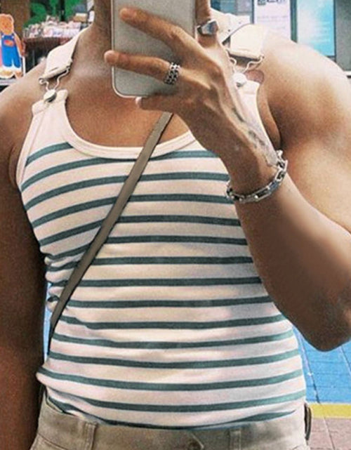 Load image into Gallery viewer, Men's Striped Wide Strap Tank
