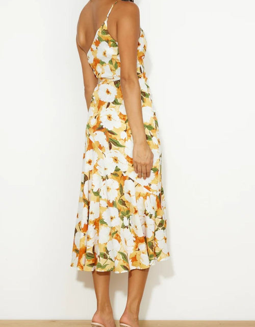 Load image into Gallery viewer, Ruched Printed Single Shoulder Midi Dress
