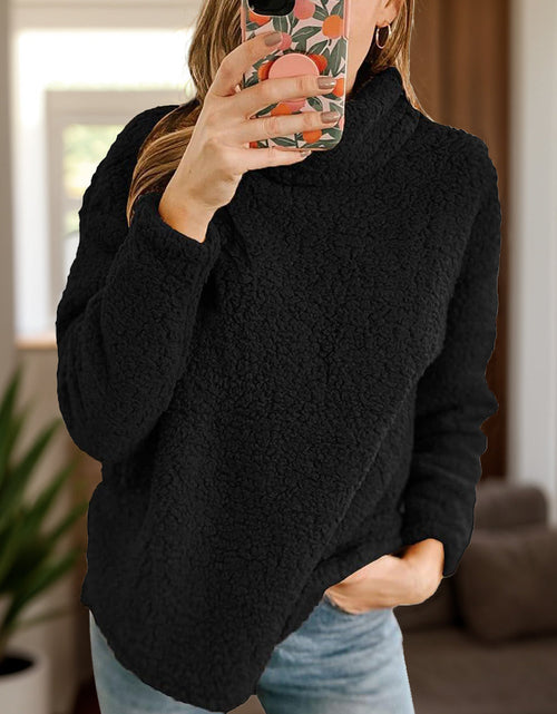 Load image into Gallery viewer, Fuzzy Turtleneck Long Sleeve Sweatshirt
