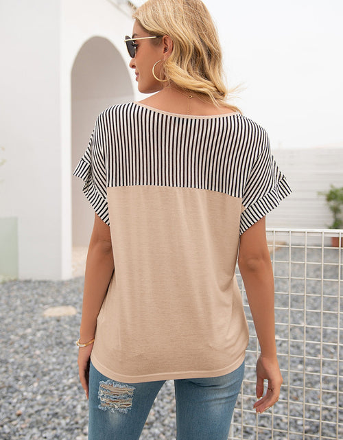 Load image into Gallery viewer, Ivy Lane Striped V-Neck Short Sleeve T-Shirt
