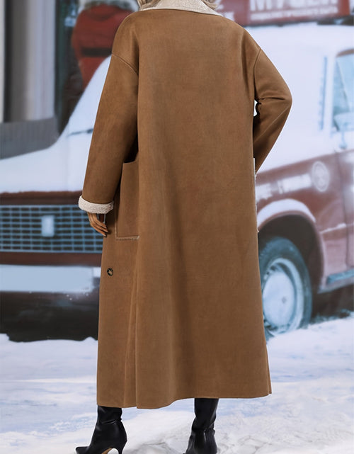 Load image into Gallery viewer, Plus Size Drop Shoulder Sherpa Longline Coat
