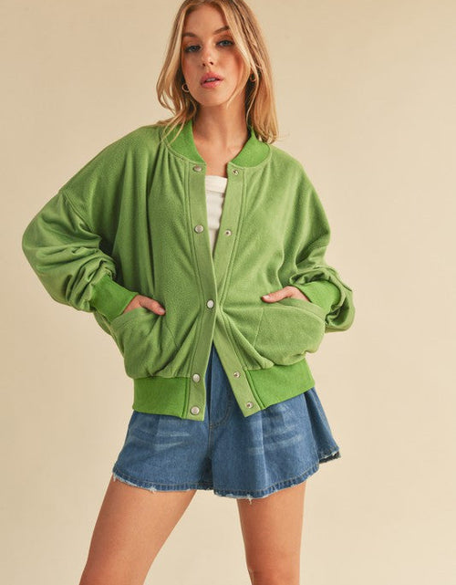 Load image into Gallery viewer, Aemi + Co Snap Down Drop Shoulder Brushed Jacket
