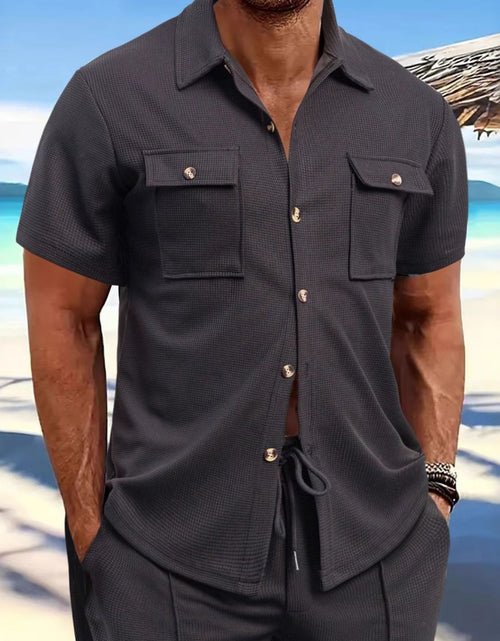 Load image into Gallery viewer, Men's Full Size Button Down Short Sleeve Shirt Plus Size
