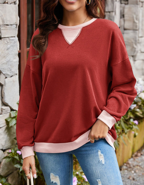 Load image into Gallery viewer, Lovelet Contrast Round Neck Long Sleeve Sweatshirt
