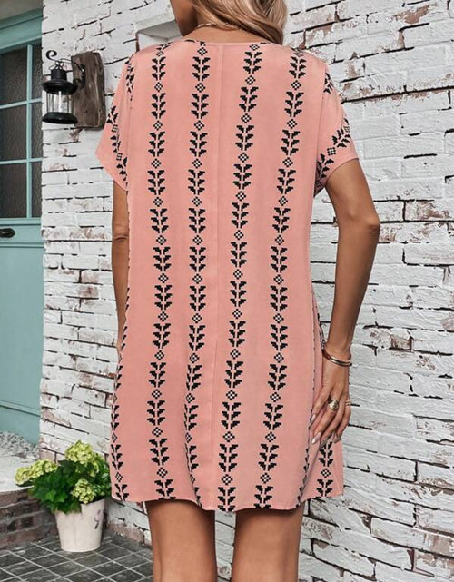 Load image into Gallery viewer, Printed Round Neck Short Sleeve Dress
