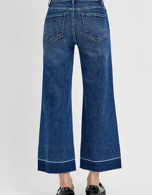 Load image into Gallery viewer, RISEN Full Size Tummy Control High Rise Crop Wide Hem Jeans Plus Size
