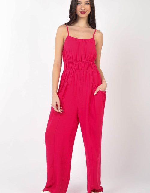 Load image into Gallery viewer, VERY J Pintuck Detail Woven Sleeveless Jumpsuit
