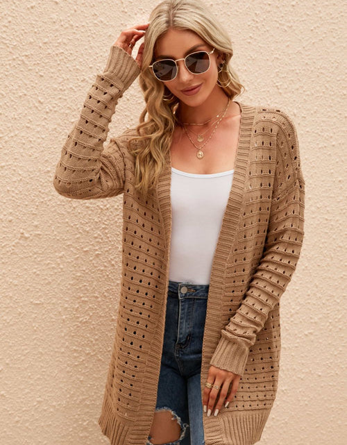 Load image into Gallery viewer, Openwork Horizontal Ribbing Open Front Cardigan
