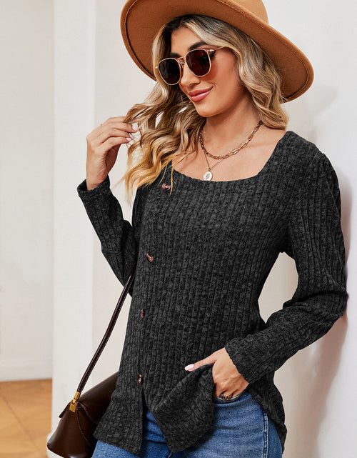 Load image into Gallery viewer, Decorative Button Square Neck T-Shirt
