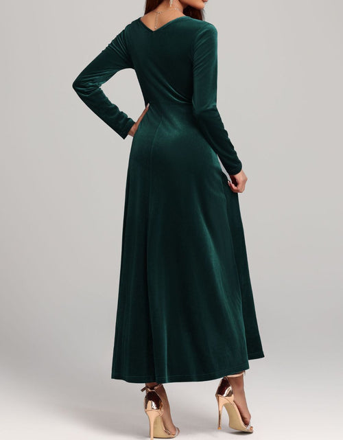 Load image into Gallery viewer, Square Neck Long Sleeve Velvet Dress
