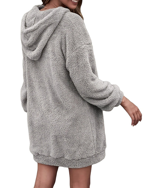Load image into Gallery viewer, Half Zip Dropped Shoulder Oversized Hoodie
