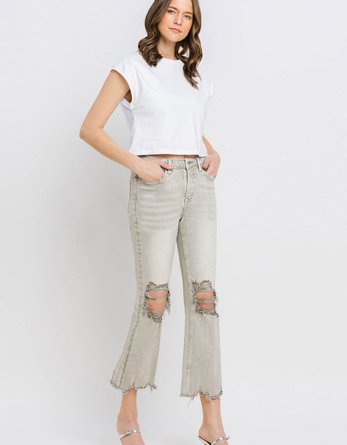Load image into Gallery viewer, Lovervet Distressed Raw Hem Cropped Flare Jeans
