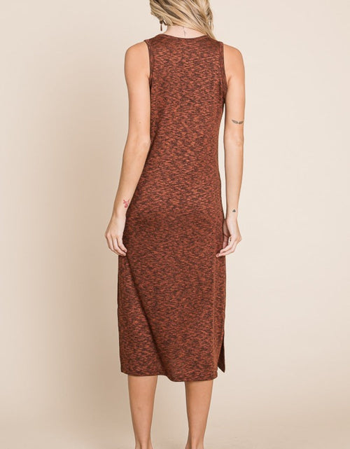 Load image into Gallery viewer, BOMBOM Slit Round Neck Sleeveless Midi Dress
