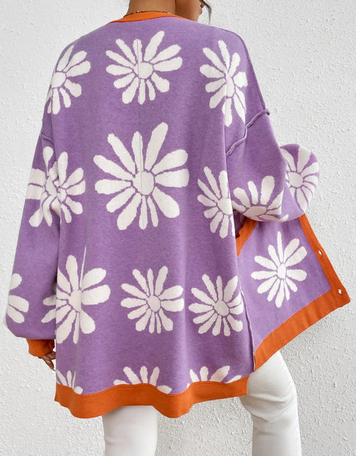 Load image into Gallery viewer, Contrast Dropped Shoulder Long Sleeve Cardigan
