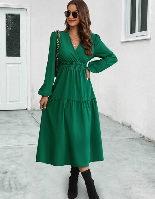 Load image into Gallery viewer, Surplice Neck Long Sleeve Midi Dress
