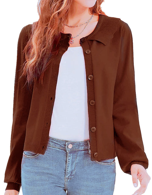 Load image into Gallery viewer, Collared Long Sleeve Button Down Cardigan

