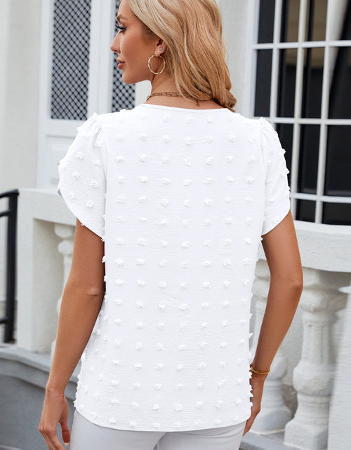 Load image into Gallery viewer, Swiss Dot Round Neck Short Sleeve T-Shirt
