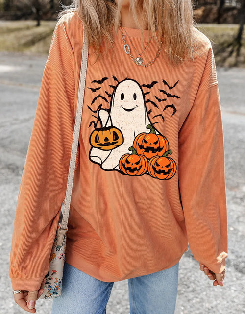 Load image into Gallery viewer, Jack-O'-Lantern Round Neck Long Sleeve Sweatshirt
