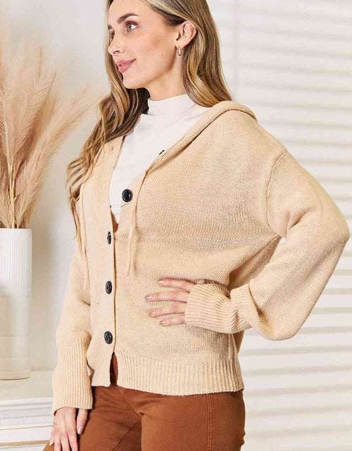 Load image into Gallery viewer, Woven Right Button-Down Long Sleeve Hooded Sweater
