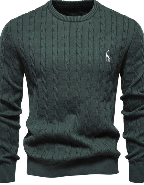 Load image into Gallery viewer, Men's Cable-Knit Round Neck Long Sleeve Sweater
