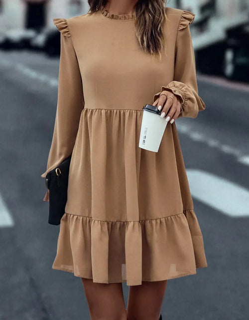 Load image into Gallery viewer, Frill Round Neck Flounce Sleeve Mini Dress
