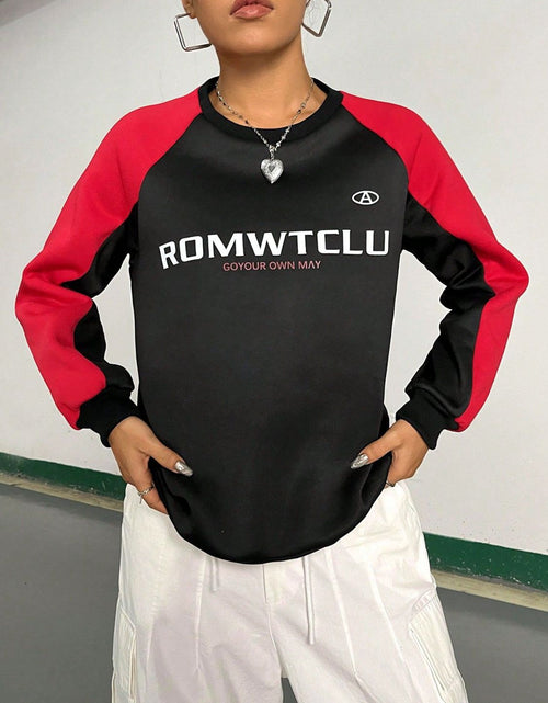 Load image into Gallery viewer, Letter Graphic Round Neck Long Sleeve Sweatshirt
