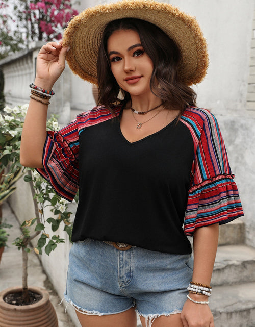 Load image into Gallery viewer, Plus Size V-Neck Flounce Sleeve Top
