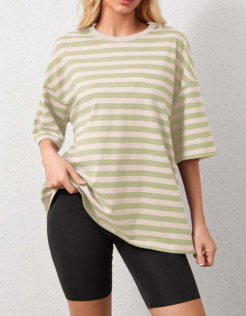 Load image into Gallery viewer, Striped Round Neck Half Sleeve T-Shirt
