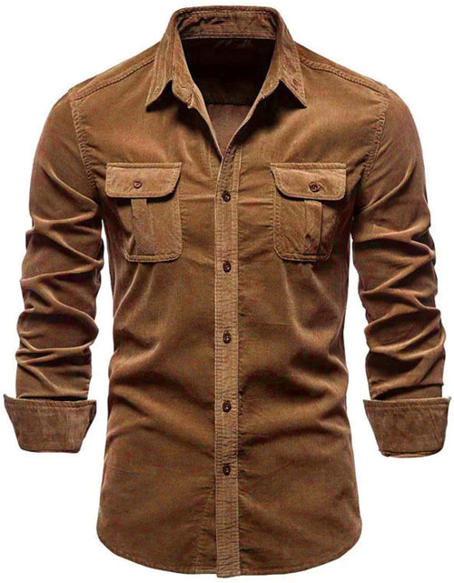 Load image into Gallery viewer, Men's Full Size Collared Neck Button Down Shirt with Chest Pockets Plus Size
