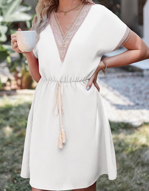 Load image into Gallery viewer, Tassel V-Neck Short Sleeve Dress
