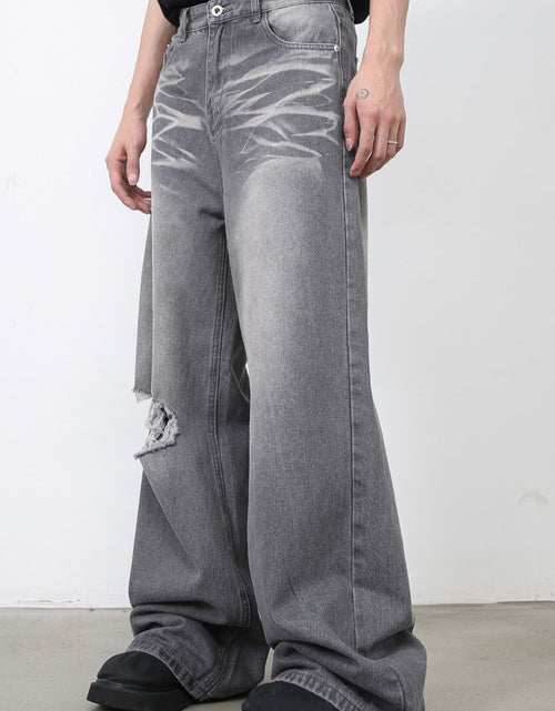 Load image into Gallery viewer, Men's Distressed Wide Leg Jeans
