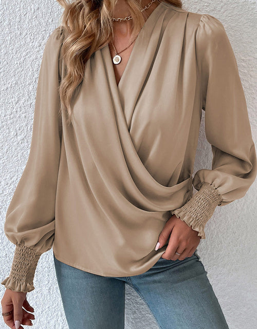 Load image into Gallery viewer, Surplice Neck Lantern Sleeve Blouse
