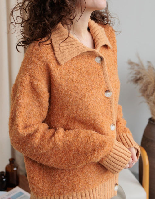 Load image into Gallery viewer, Collared Neck Button Down Long Sleeve Cardigan
