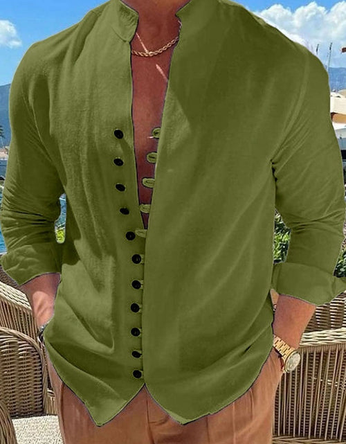 Load image into Gallery viewer, Men's Full Size Button Front Long Sleeve Shirt Plus Size
