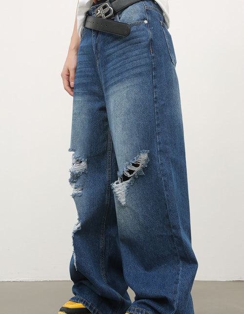Load image into Gallery viewer, Men's Distressed Wide Leg Jeans
